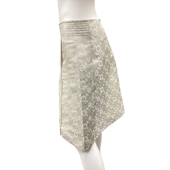 Chloé Skirt Women’s Size 6 Silver Shimmer A-Line Knee Length “Porcelaine” Color - Picture 2 of 4